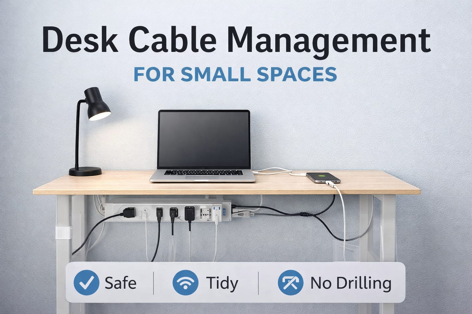 Desk Cable Management for Small Spaces (Safe, No-Drill Setup)